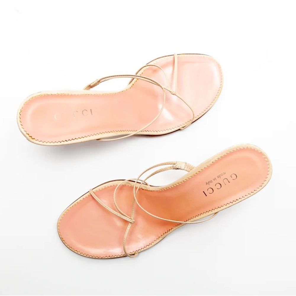 Vintage Gucci Bow Sandals Mules Nude Heels 7